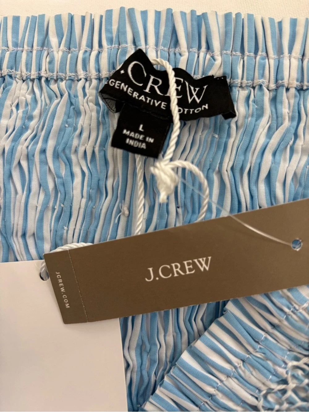 J. Crew Paloma Blue Smocked Cami Top NWT Blue White Stripe Cotton Cottagecore L